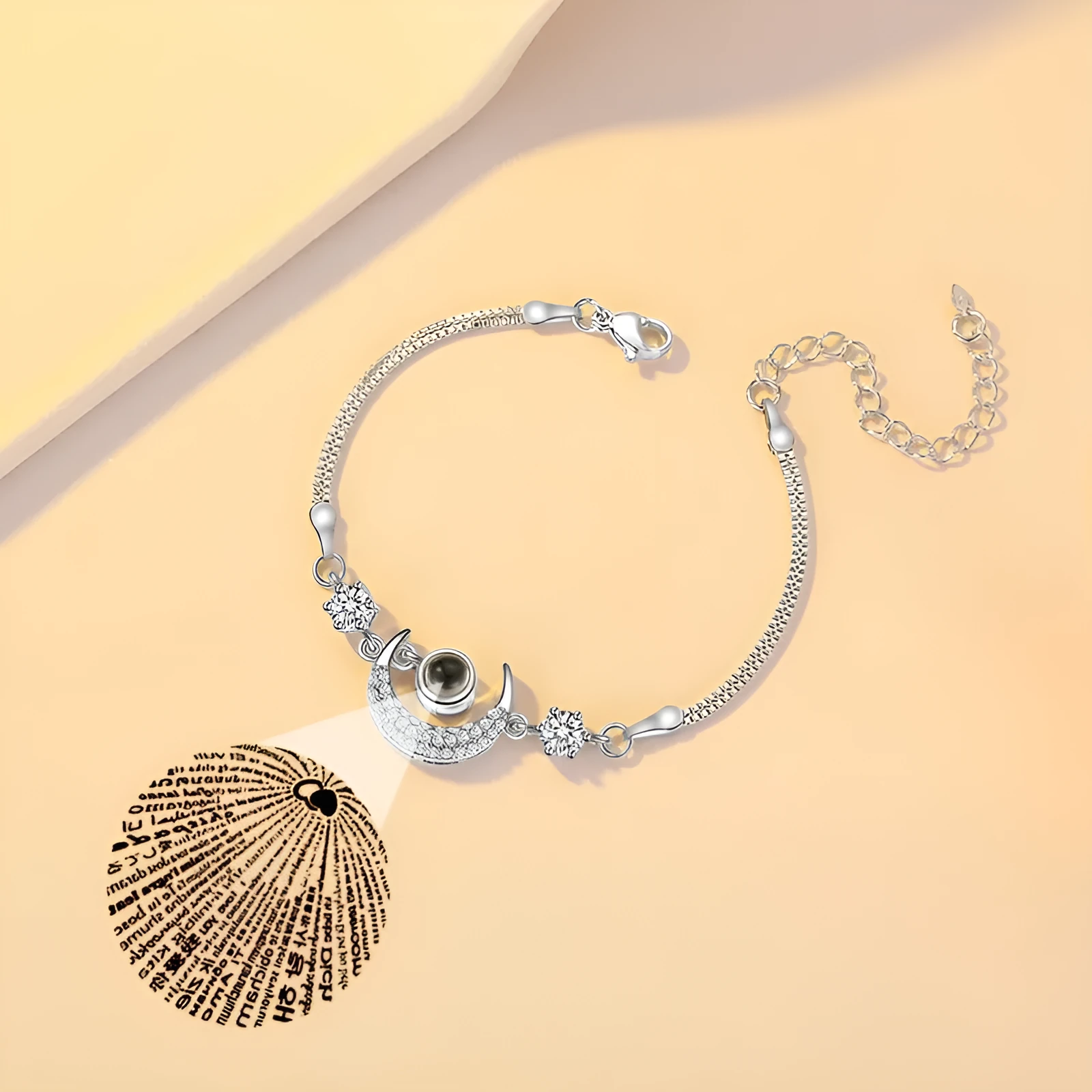 Projection star moon bracelet Korean style copper diamond inlay alloy artificial gemstones rose gold silver