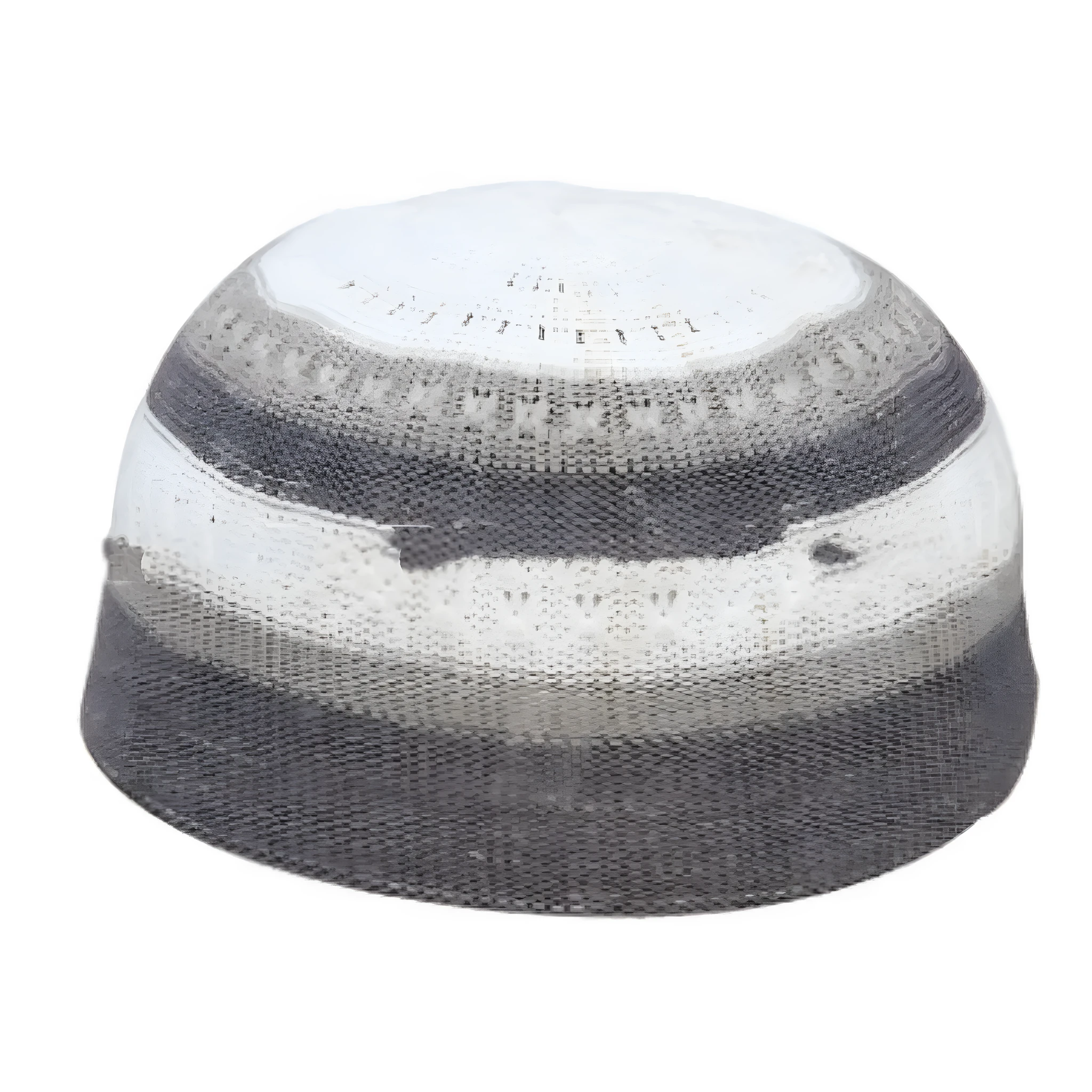 Knitted mesh cotton Muslim prayer cap with geometric embroidery for men in black, white, grey