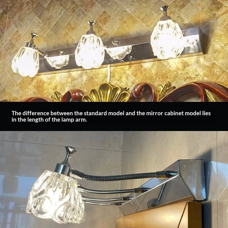 Mirror front bathroom wall lamp with double heads, warm white light option, universal style, 111v-240v
