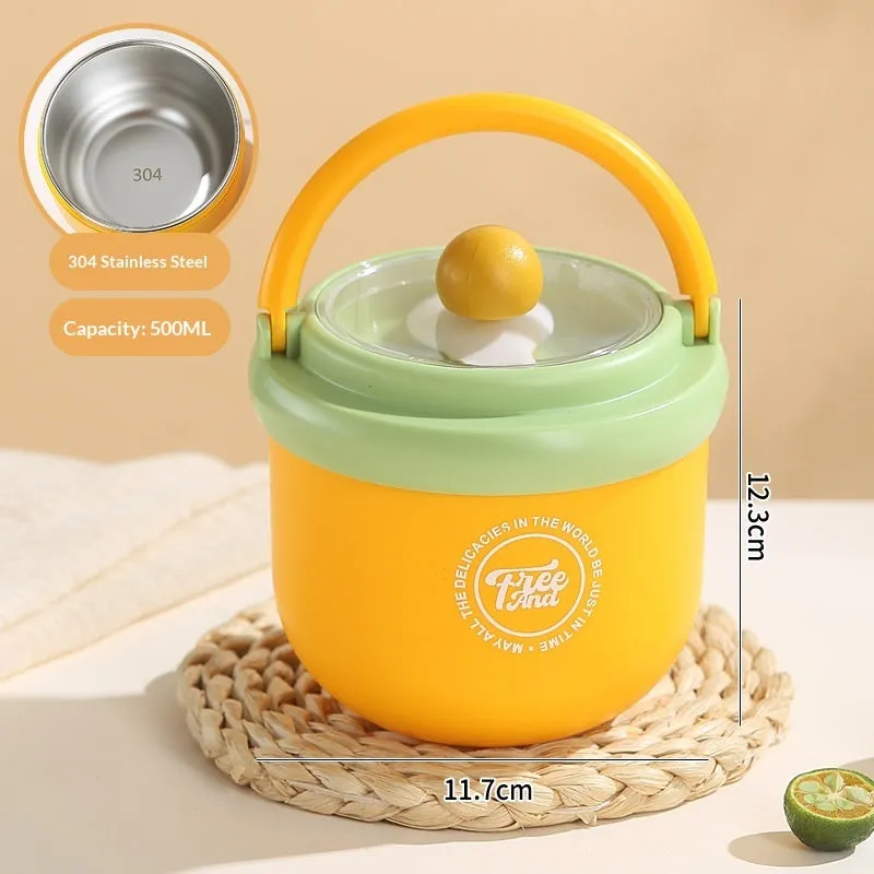 Insulated portable milk cup with lid and spoon in dopamine grey, 500ml 304 stainless steel version