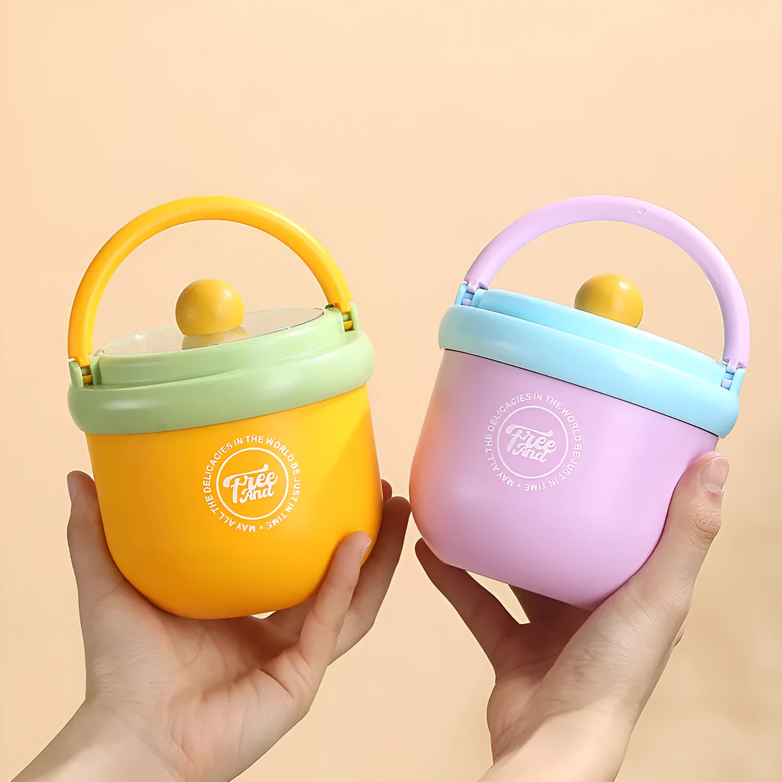 Insulated portable milk cup with lid and spoon in dopamine grey, 500ml 304 stainless steel version