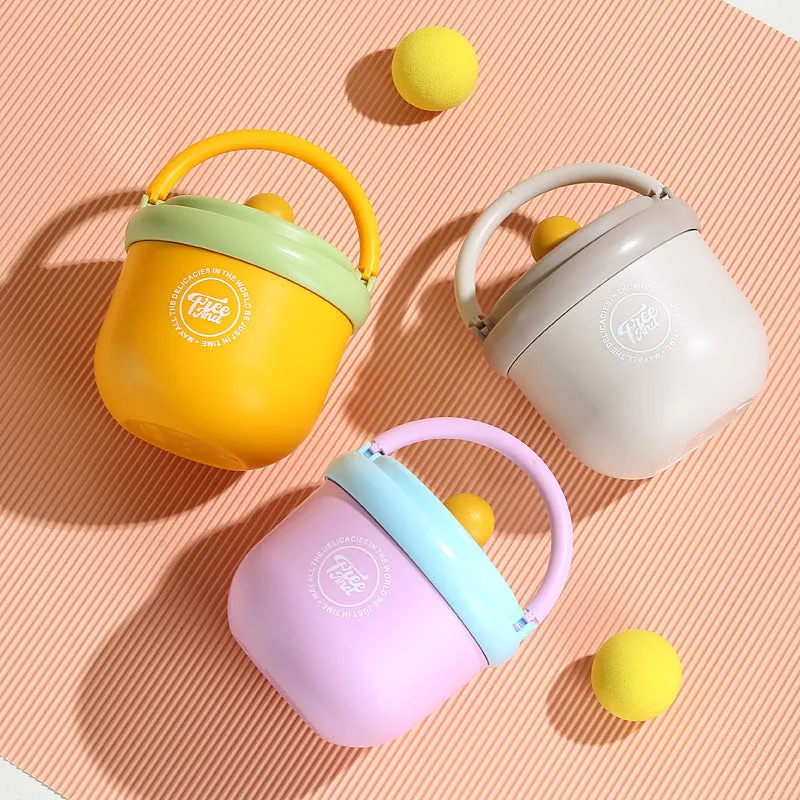 Insulated portable milk cup with lid and spoon in dopamine grey, 500ml 304 stainless steel version