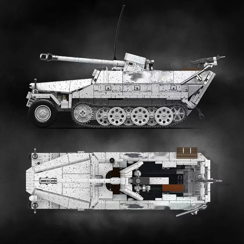 Anti-tank half-track tracked armored vehicle building block model with plastic blocks for boys aged 7-14