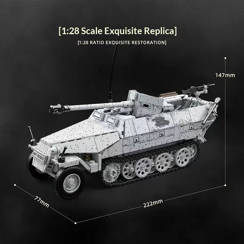 Anti-tank half-track tracked armored vehicle building block model with plastic blocks for boys aged 7-14