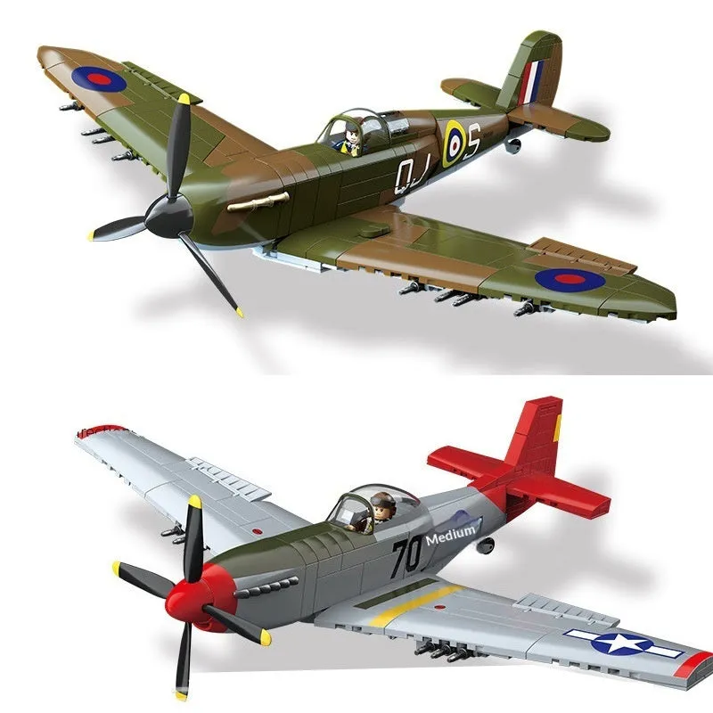Vintage Spitfire propeller military puzzle assembly toy plastic building blocks set