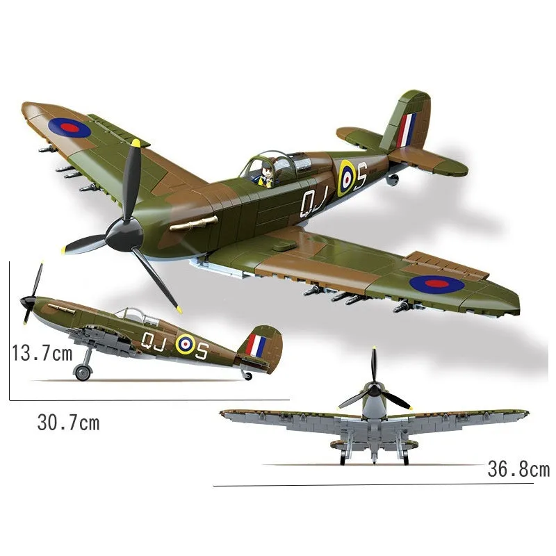 Vintage Spitfire propeller military puzzle assembly toy plastic building blocks set