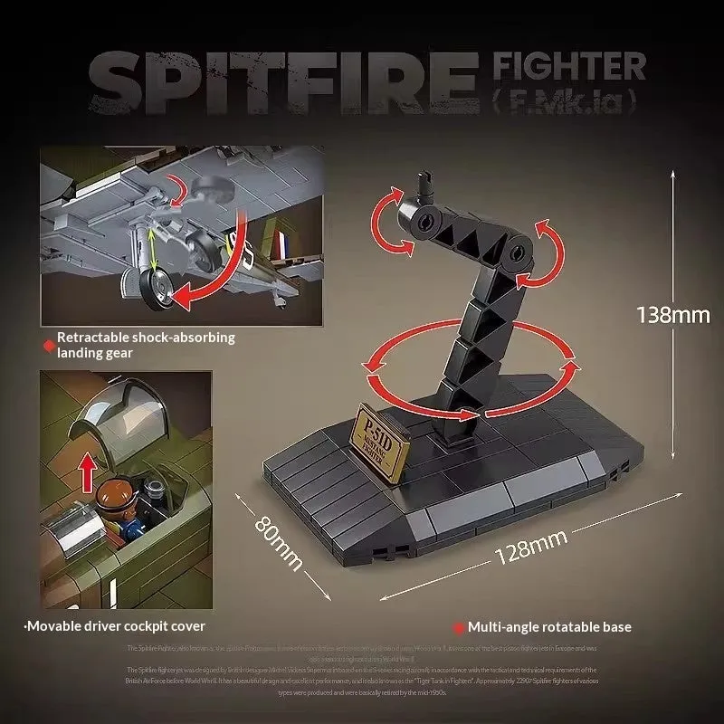 Vintage Spitfire propeller military puzzle assembly toy plastic building blocks set