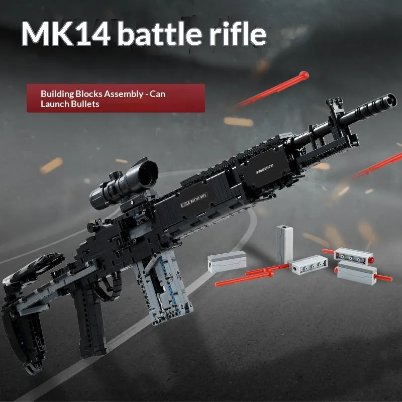 Building blocks toy gun assembly kit in colour box, 98K sniper rifle variant