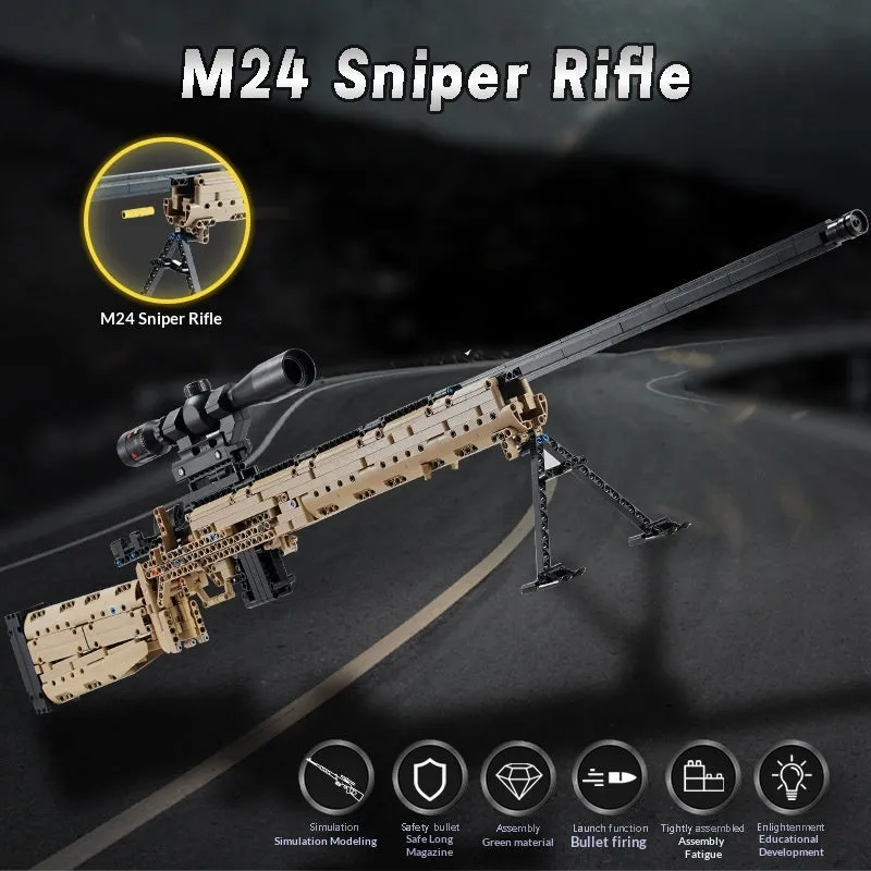 Building blocks toy gun assembly kit in colour box, 98K sniper rifle variant