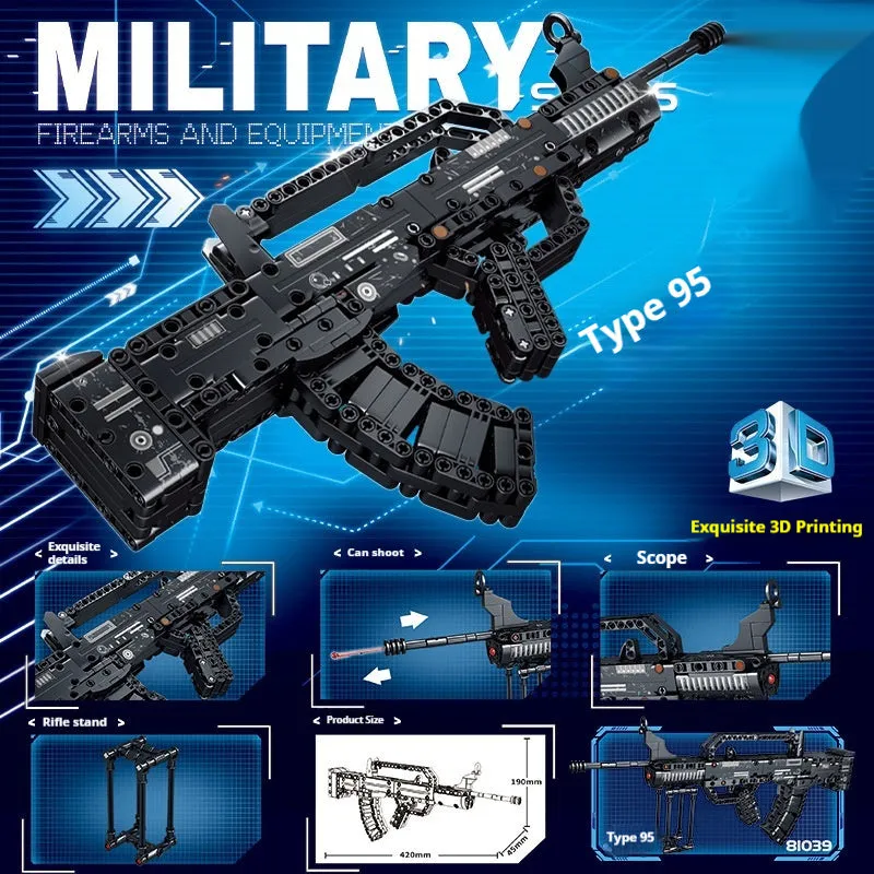 Building blocks toy gun assembly kit in colour box, 98K sniper rifle variant