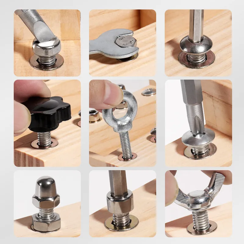 Children's wooden early education switch screw tool car colourful light nut design