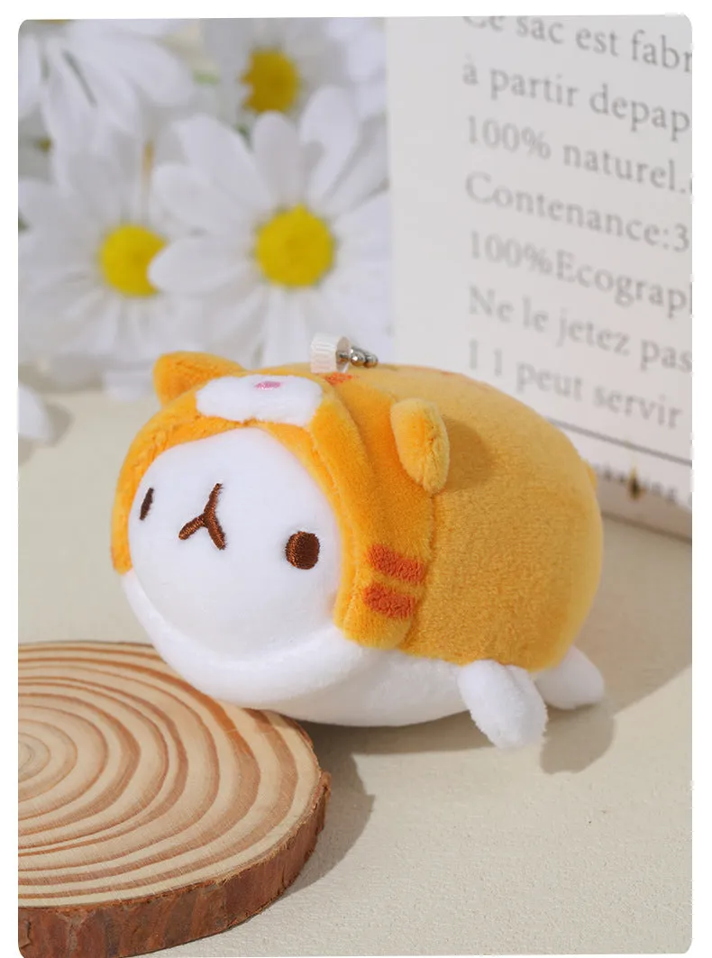 Cute shapeshift potato rabbit plush toy 10cm in light brown showing dual form design