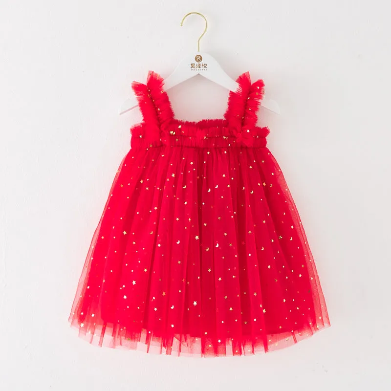 Child's new Christmas strapless dress in green, red, and white, acrylic fibre, sling style, size 100cm