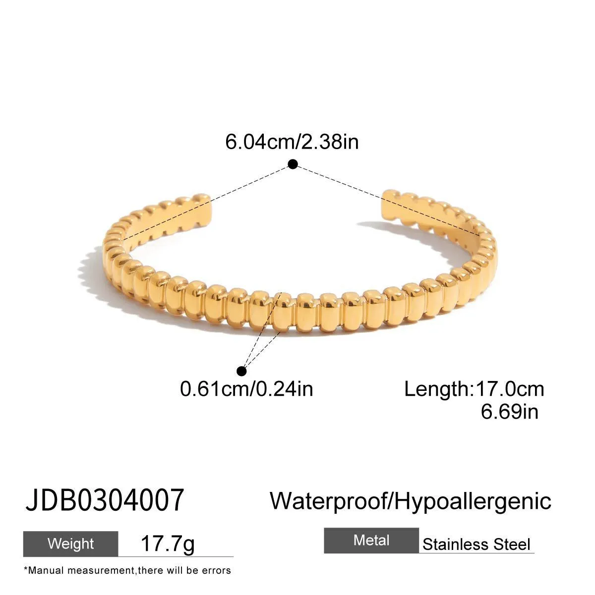 Women's stainless steel bracelet with electroplated metallic finish in European and American style