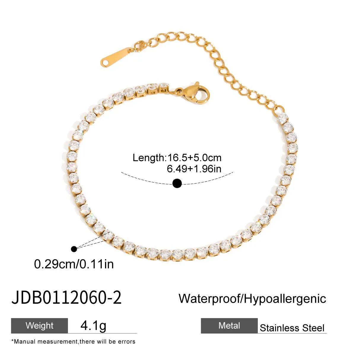 Women's stainless steel bracelet with electroplated metallic finish in European and American style