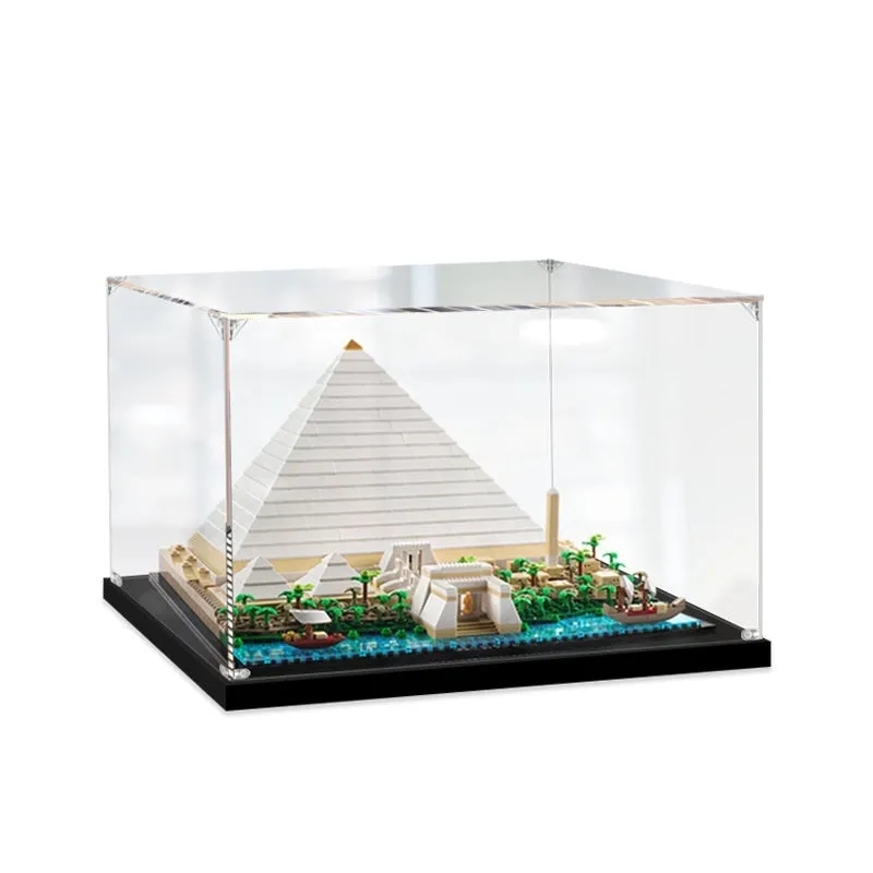 Transparent acrylic storage box in pyramid shape, medium 18L capacity, dustproof, stackable, hand-made