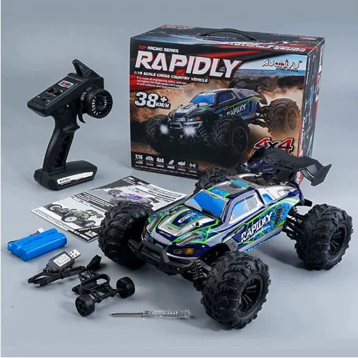 1:24 scale drift remote control car in red with four-wheel drive and semi-proportional control, plastic construction