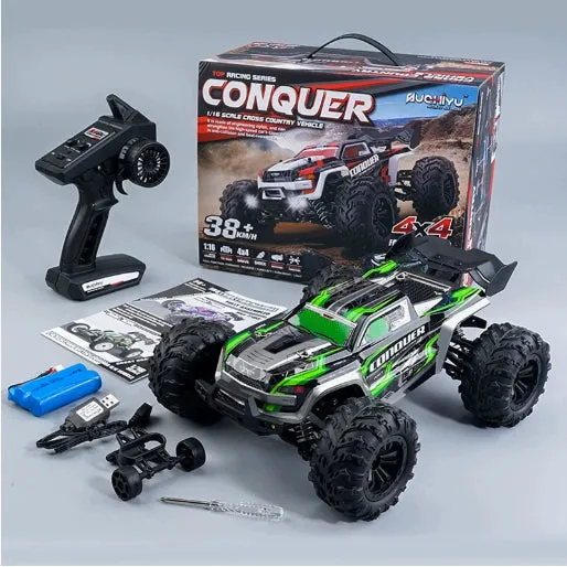 1:24 scale drift remote control car in red with four-wheel drive and semi-proportional control, plastic construction