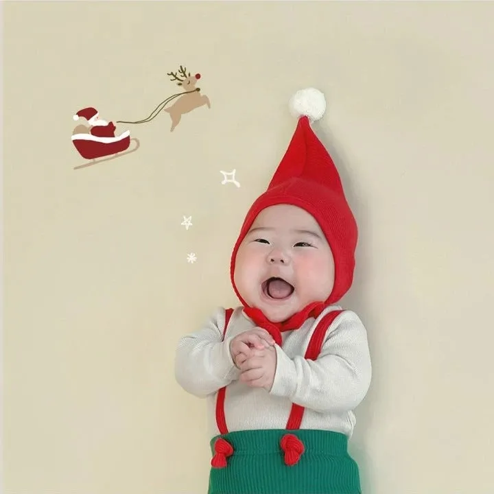 Baby combed cotton suspender jumpsuit in solid colour with hat, suitable for 66-90cm height