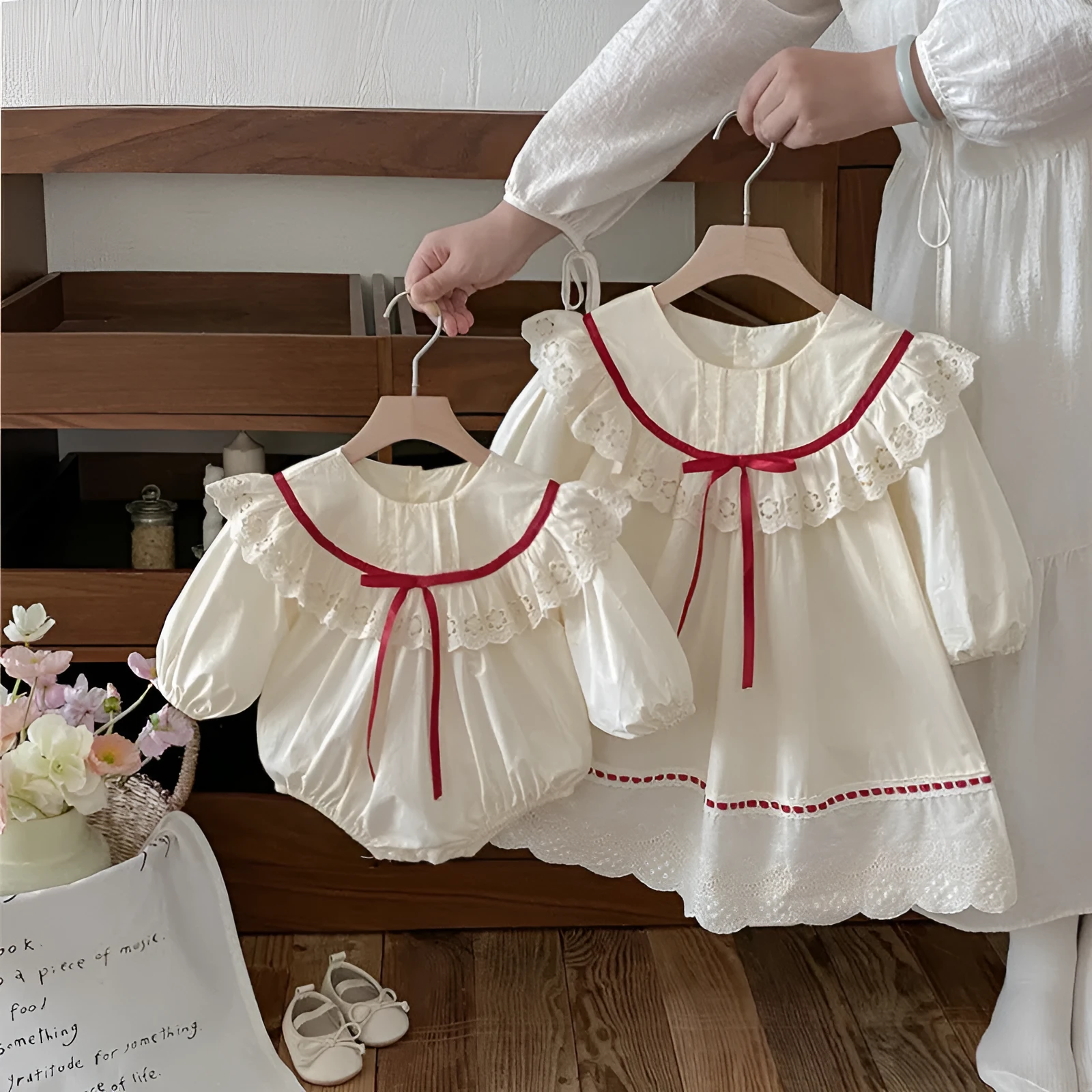 Baby Girls' Cotton Lace Onesie Romper Long Sleeve Jumpsuit Autumn Princess Style Sizes 66cm to 140cm for Everyday Wear and Special Occasions