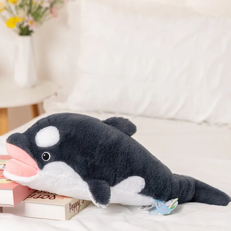 60cm killer whale plush toy in grey from Happy Ocean series, made of polyester fibre