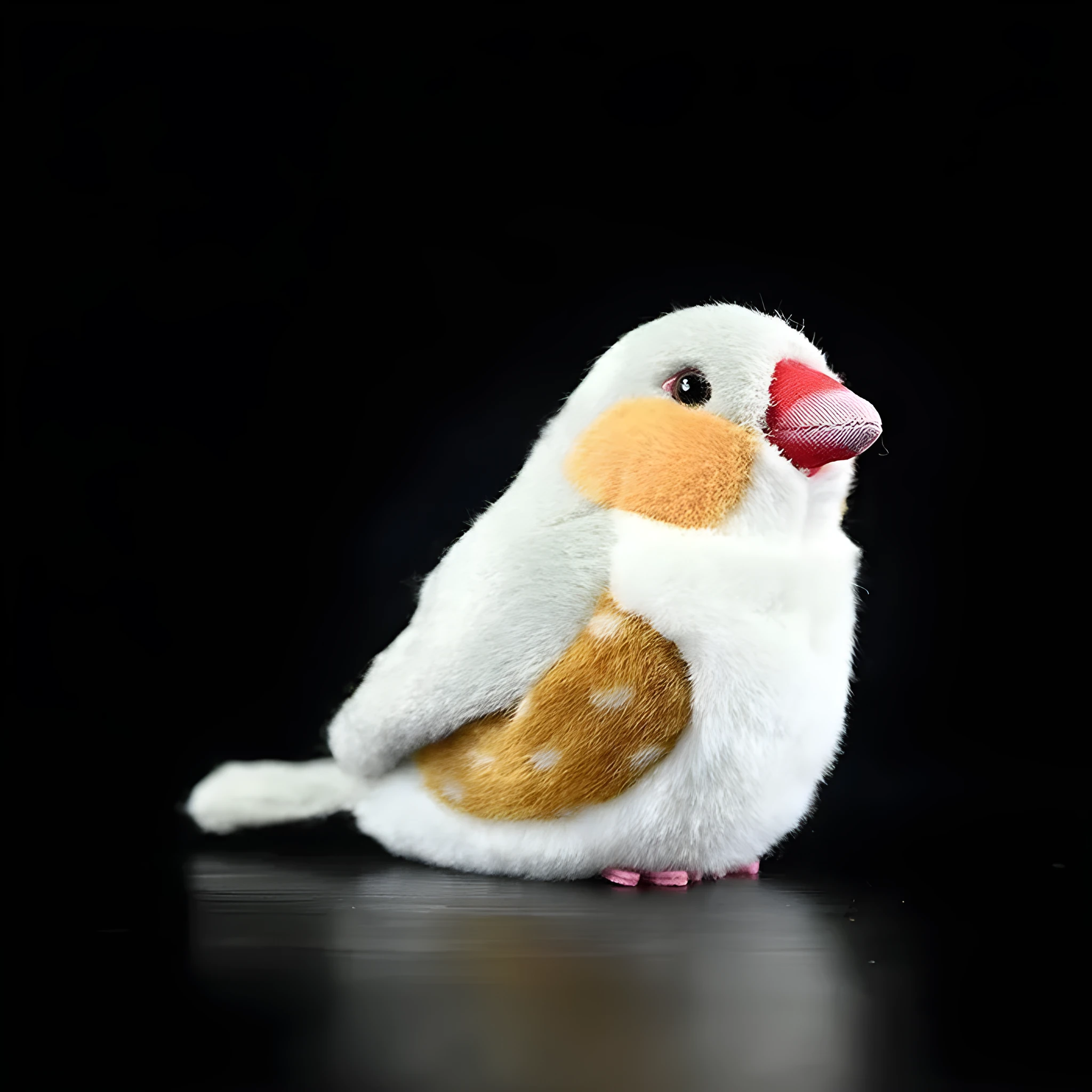 Fat Choo Series zebra finch simulation gray plush toy pendant, 13cm height, soft doll with pendant loop on white background