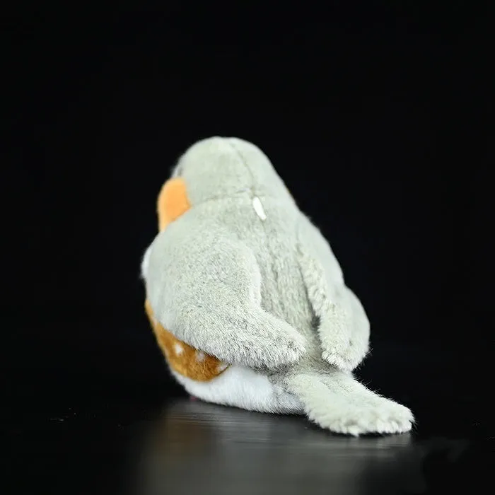 Fat Choo Series zebra finch simulation gray plush toy pendant, 13cm height, soft doll with pendant loop on white background