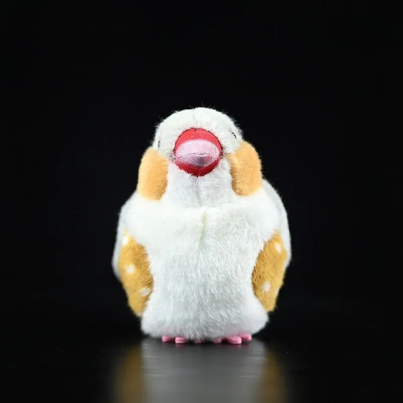 Fat Choo Series zebra finch simulation gray plush toy pendant, 13cm height, soft doll with pendant loop on white background