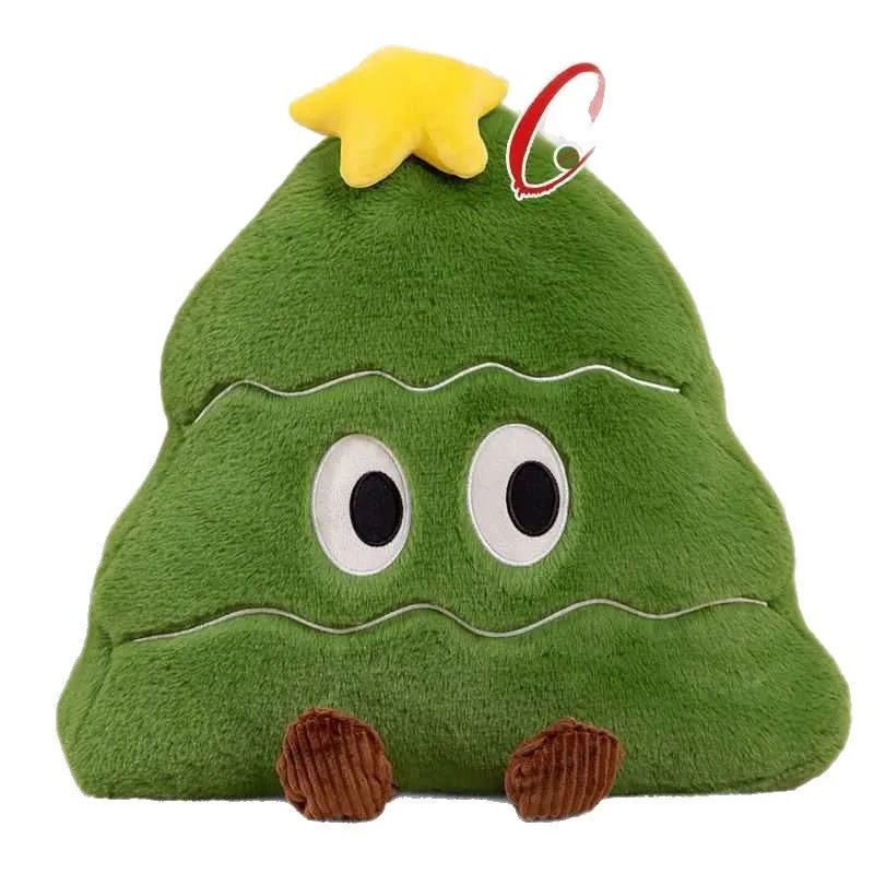 55cm Christmas tree pillow plush toy in green with soft PP cotton fill on a bed