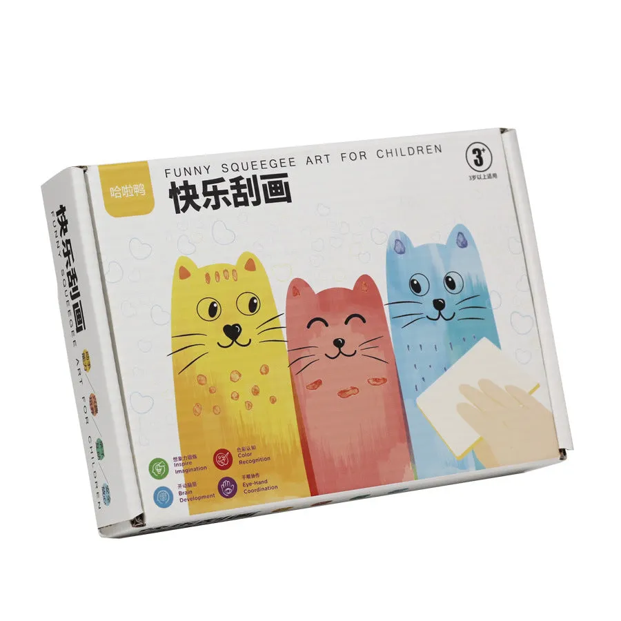 Children's Happy Scratch Painting Kit with 22 double-sided cards and scraper in colour box