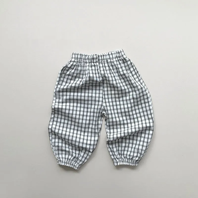 Children's anti mosquito pants in apricot gray, cotton summer thin outerwear for boys and girls