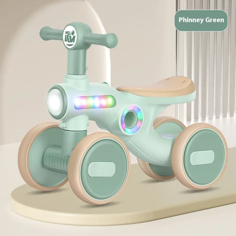 Children's gliding walker for ages 1-3, no pedal anti-rollover four-wheel car with light music, PP material