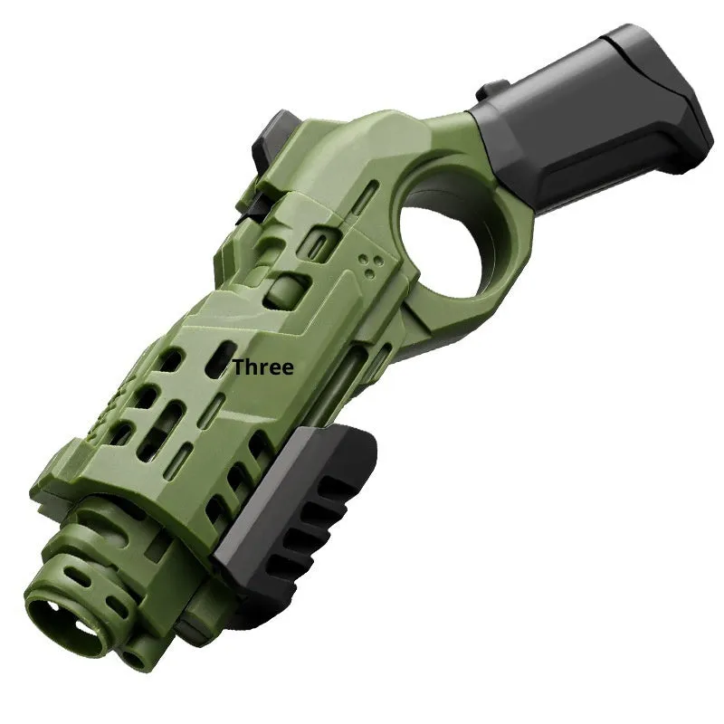 Plastic soft bullet toy gun with foam darts in black, green, and sand colour options