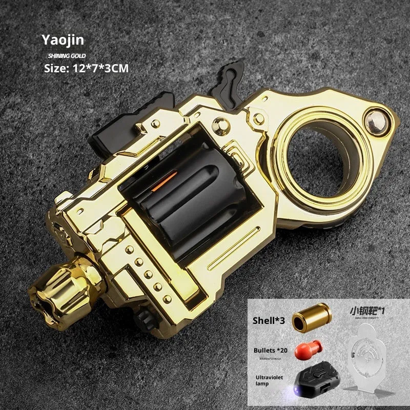 Agent Left Wheel Bailiff gift box toy gun in bright silver alloy, mini compact design with soft bullet