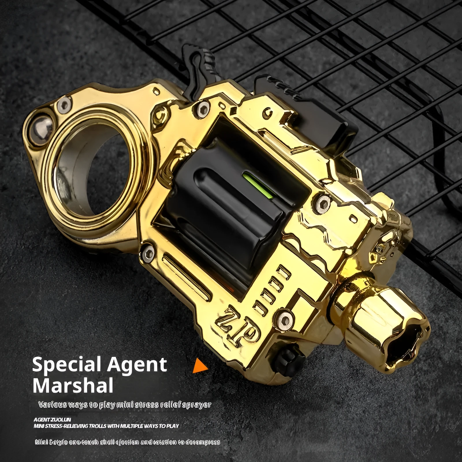 Agent Left Wheel Bailiff gift box toy gun in bright silver alloy, mini compact design with soft bullet