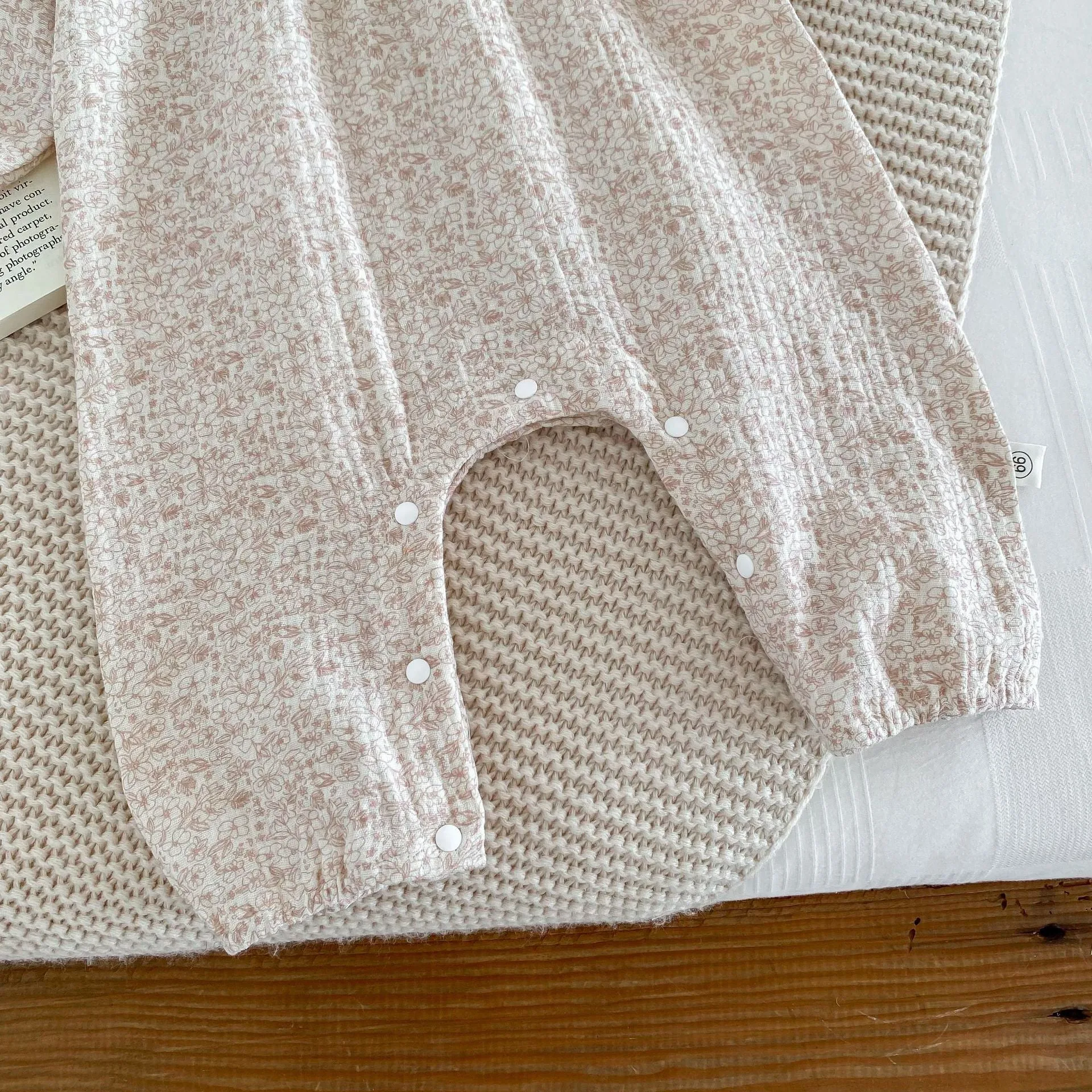Baby girl cotton long sleeve floral jumpsuit in picture colour, pullover style, suitable for heights 66-90cm