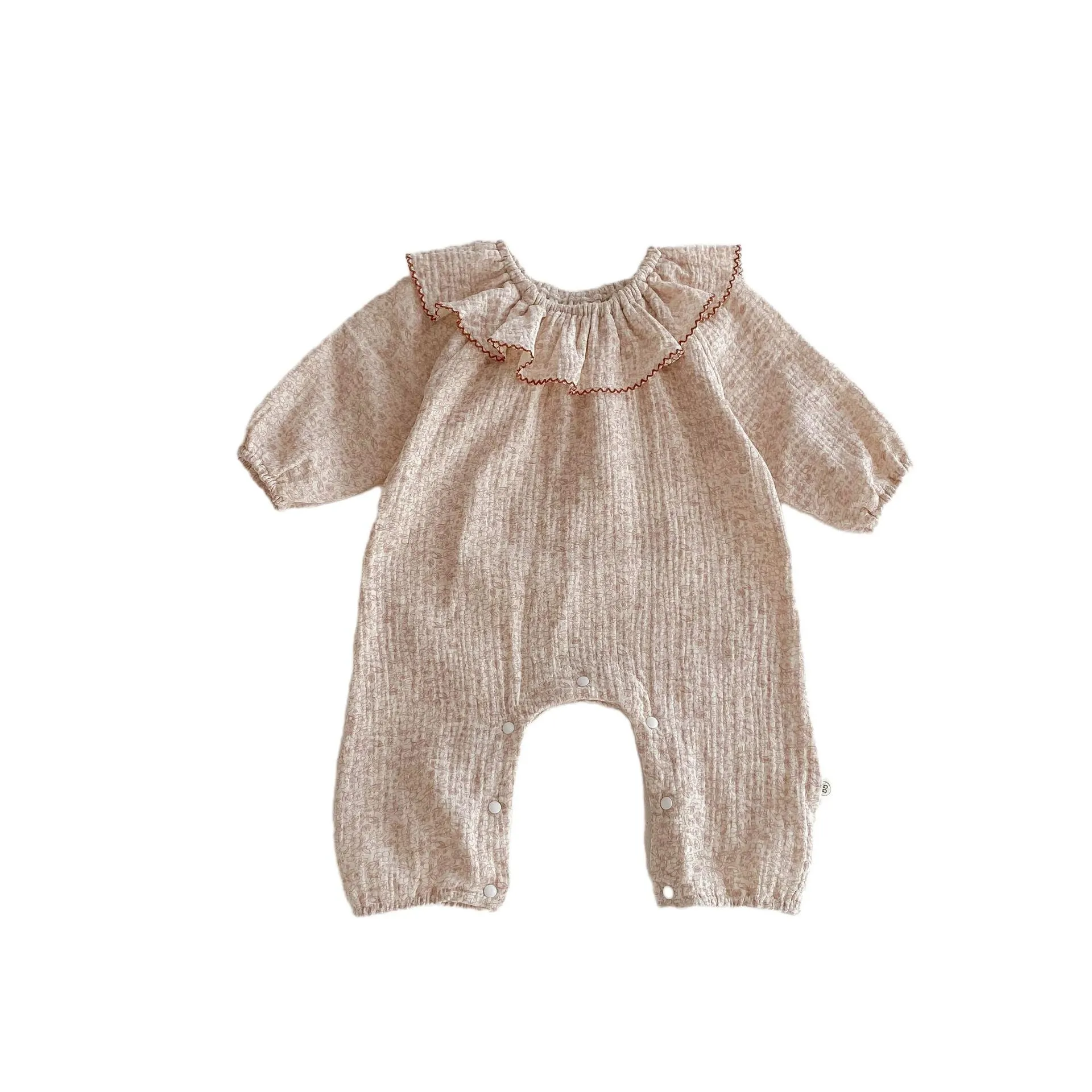 Baby girl cotton long sleeve floral jumpsuit in picture colour, pullover style, suitable for heights 66-90cm