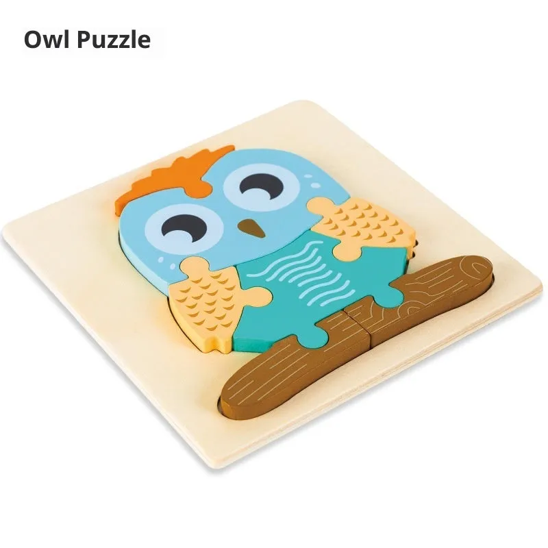 Wooden children's puzzle building block toy measuring 15 x 15cm, featuring an excavator design for infant learning