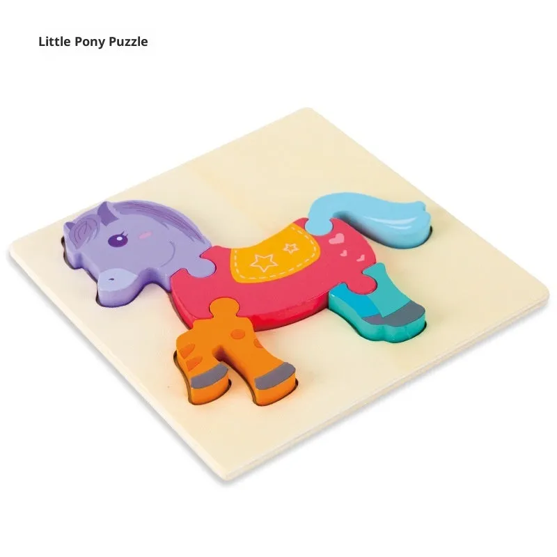 Wooden children's puzzle building block toy measuring 15 x 15cm, featuring an excavator design for infant learning
