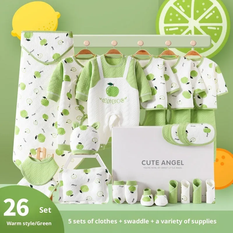 Baby pure cotton gift set with orange apple cherry colour options for newborns