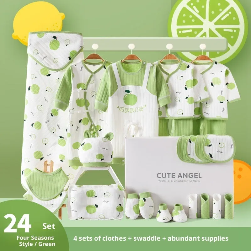 Baby pure cotton gift set with orange apple cherry colour options for newborns