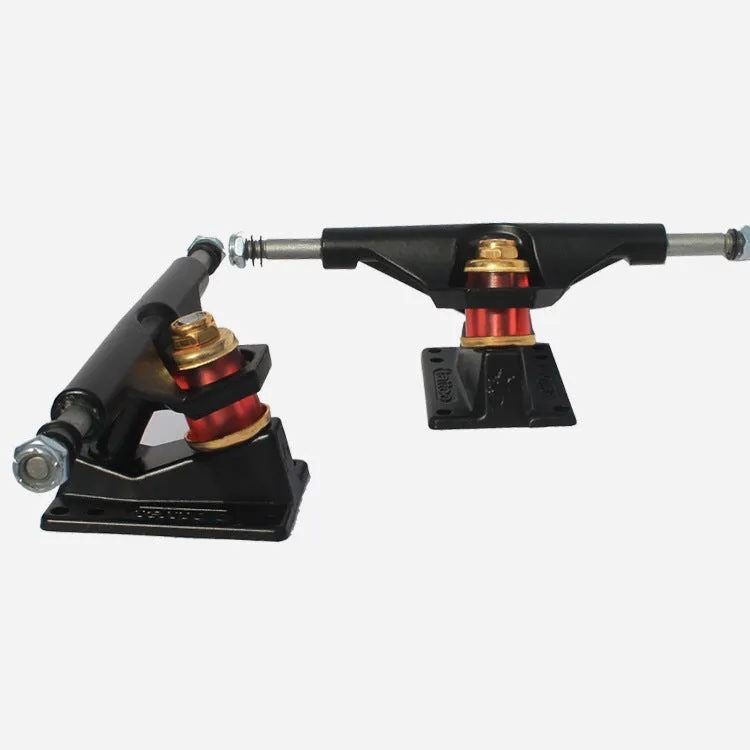 Silver and black metal bracket set for skateboard and scooter mounting