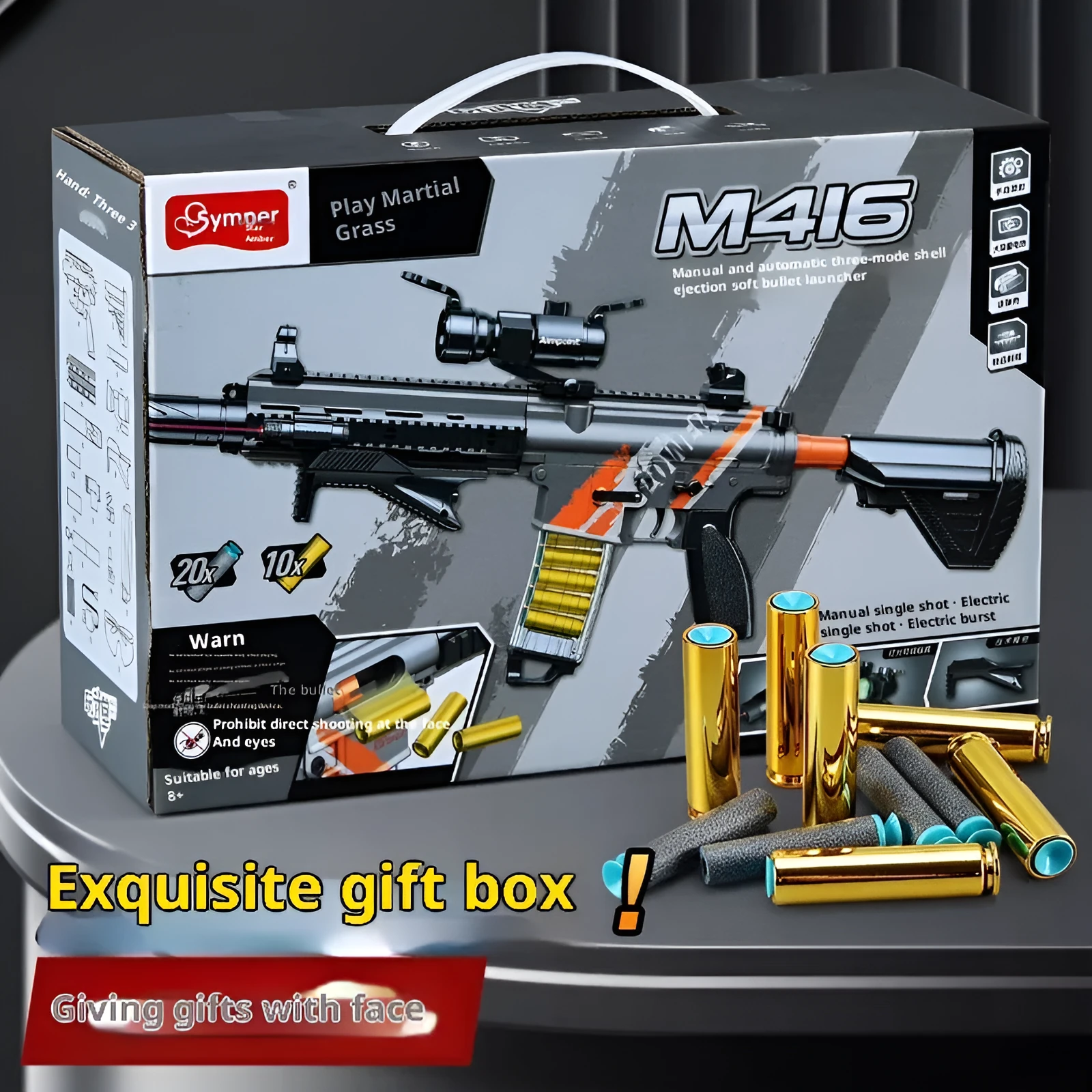 M416 throw shell soft bullet gun AMT toy made of plastic with soft elastic bullets for teenagers