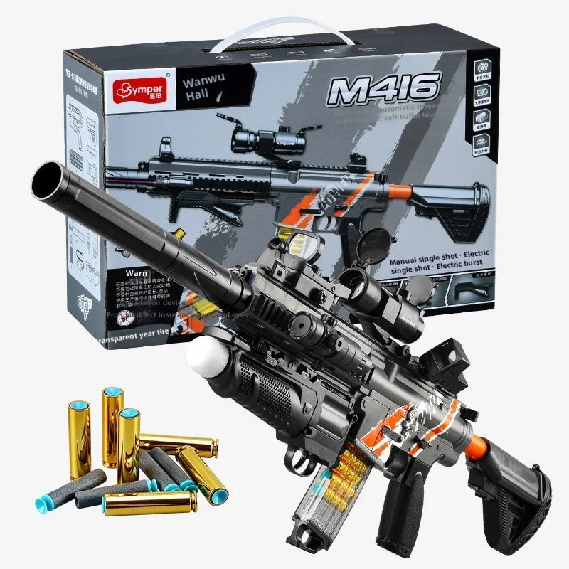 M416 throw shell soft bullet gun AMT toy made of plastic with soft elastic bullets for teenagers