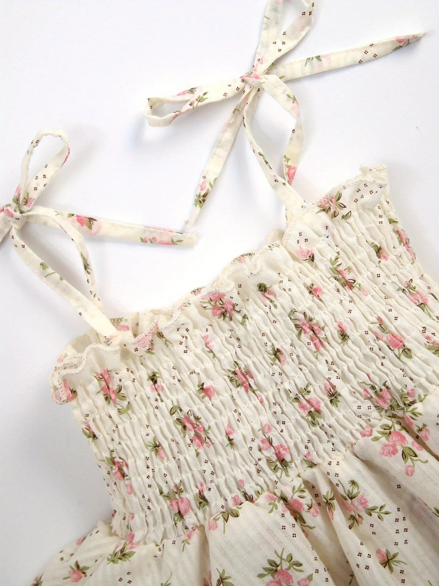 Beige corduroy rabbit fur A-line suspender skirt jumpsuit set for newborn baby girl with white T-shirt and headband