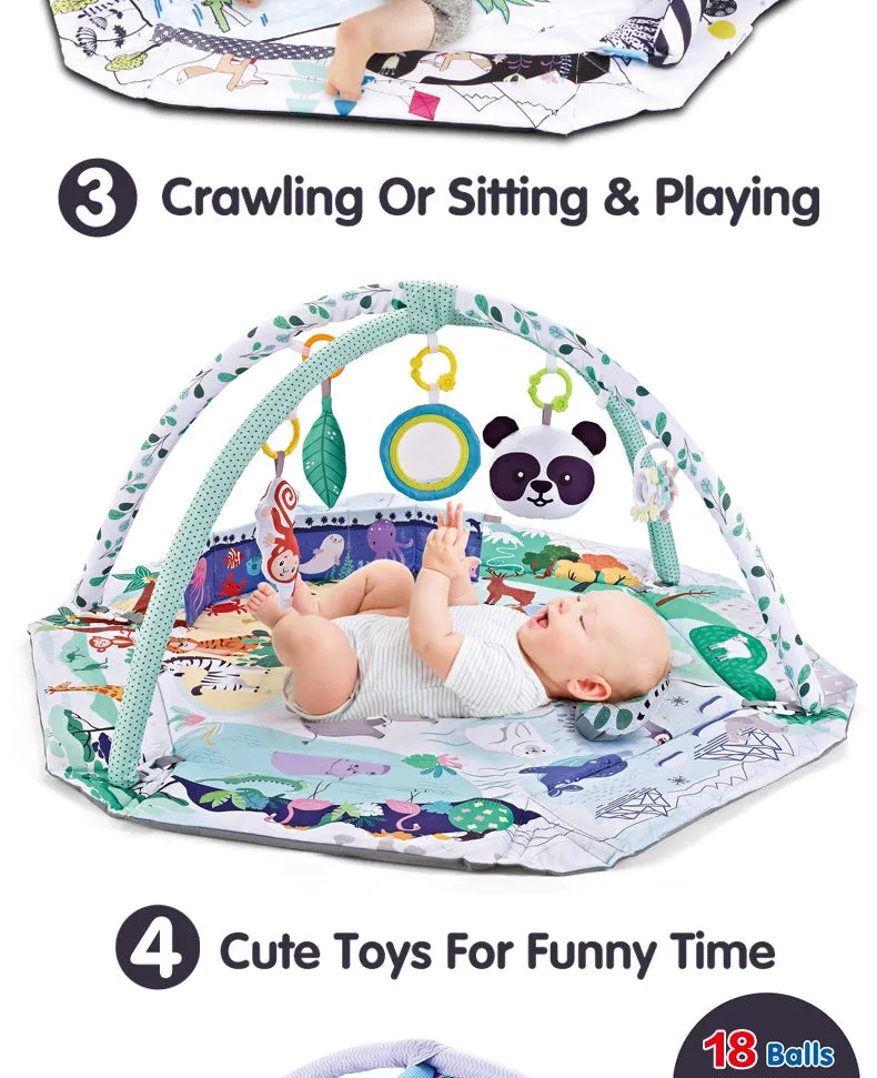 Baby ocean ball fence fitness frame fabric hexagon in ocean blue colour on a floor