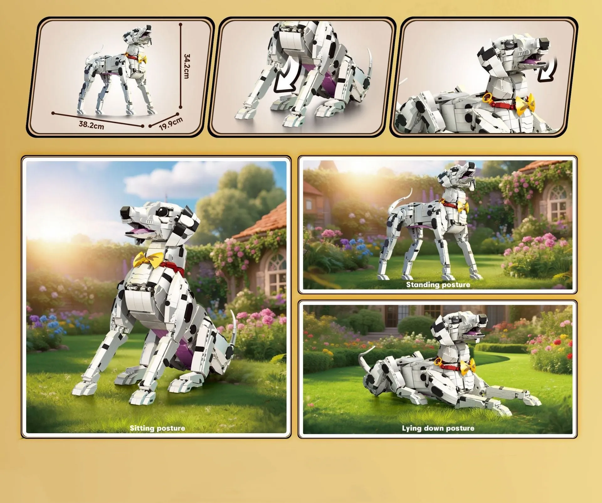 Animal spotted dog children educational building blocks toy with small plastic bricks Dalmatian colour option 7075