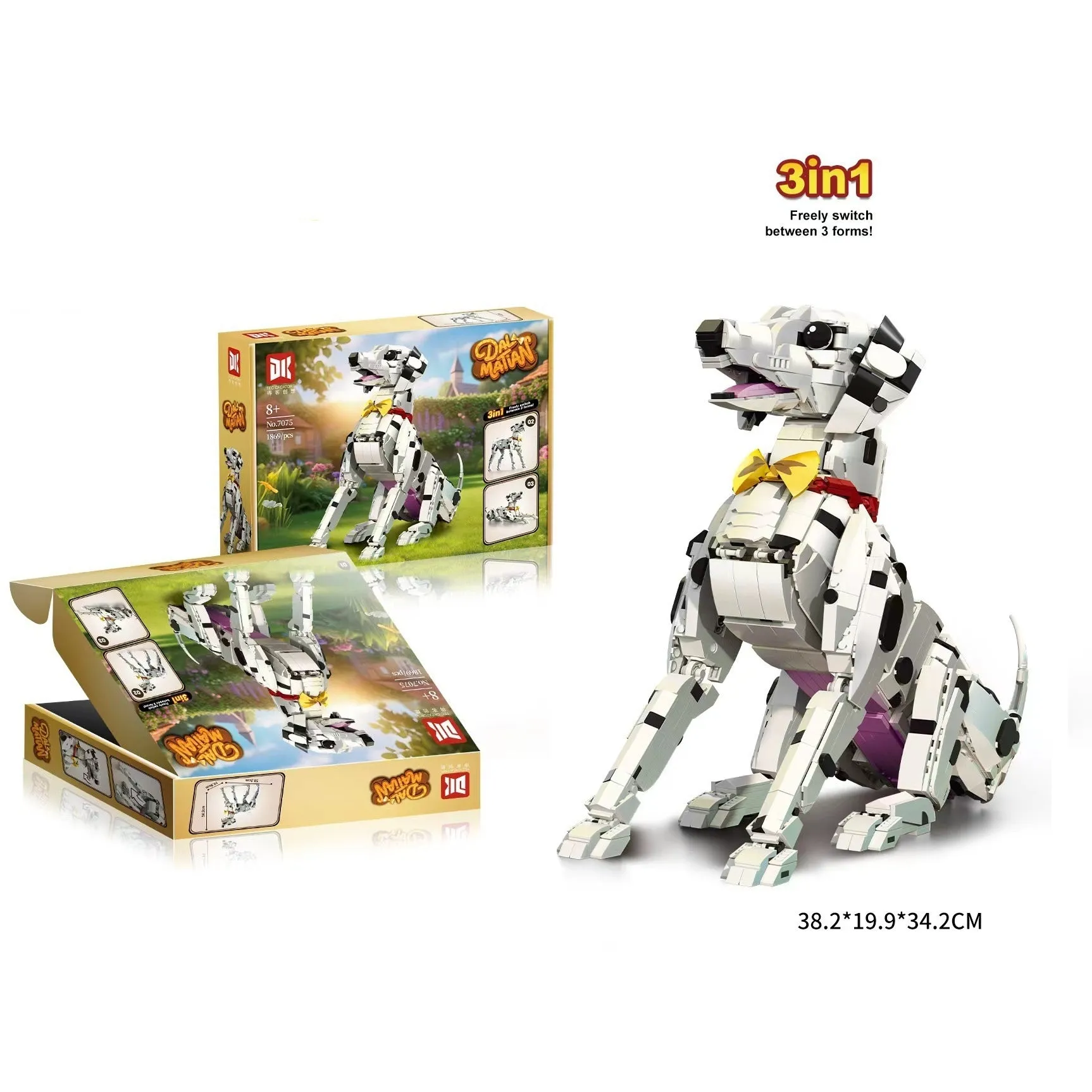 Animal spotted dog children educational building blocks toy with small plastic bricks Dalmatian colour option 7075