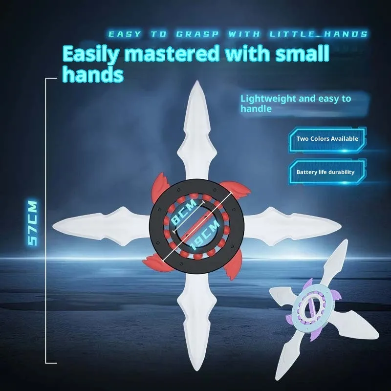 Cool light flywheel shuriken colorful luminous toy in cool black with spinning lights