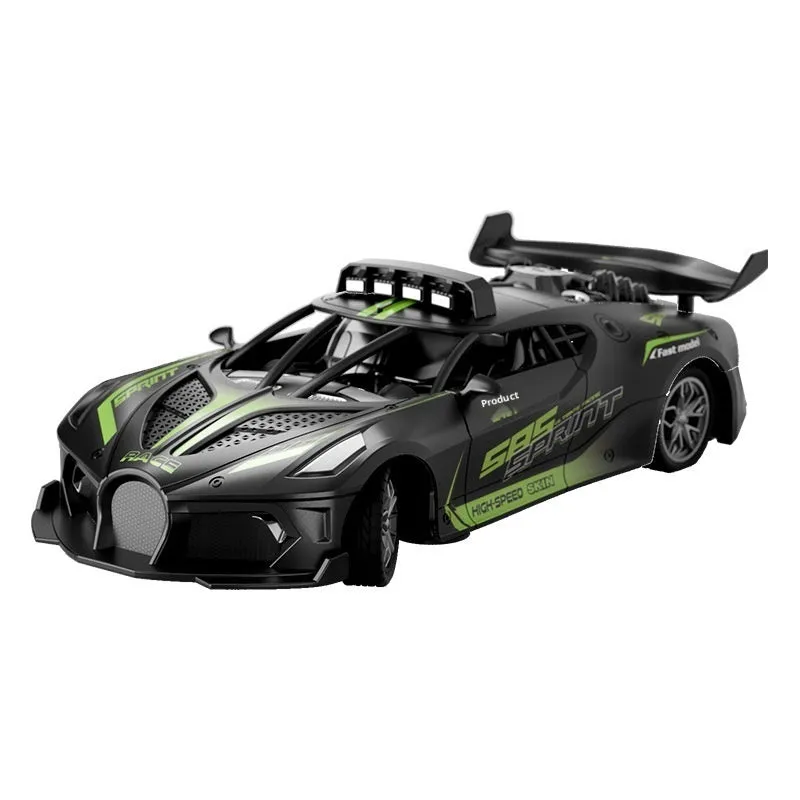 Children's remote control car toy in green with four-way charging and wireless remote